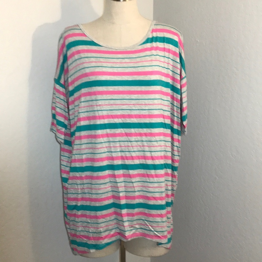 Lularoe Irma oversized high low tunic stripes S
